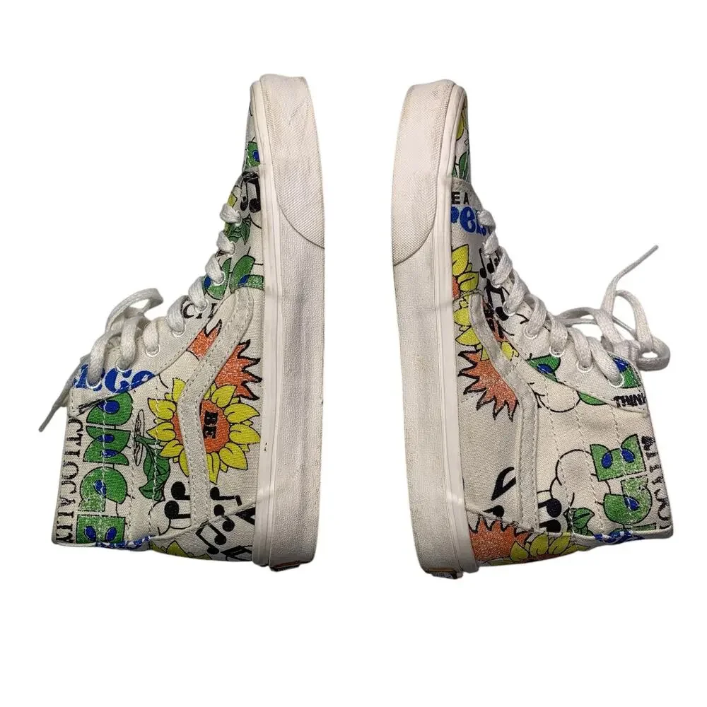 Vans Sk8-Hi Tapered Eco Theory Positivity Sneakers M8 W9.5 Sunflower Skate Shoes